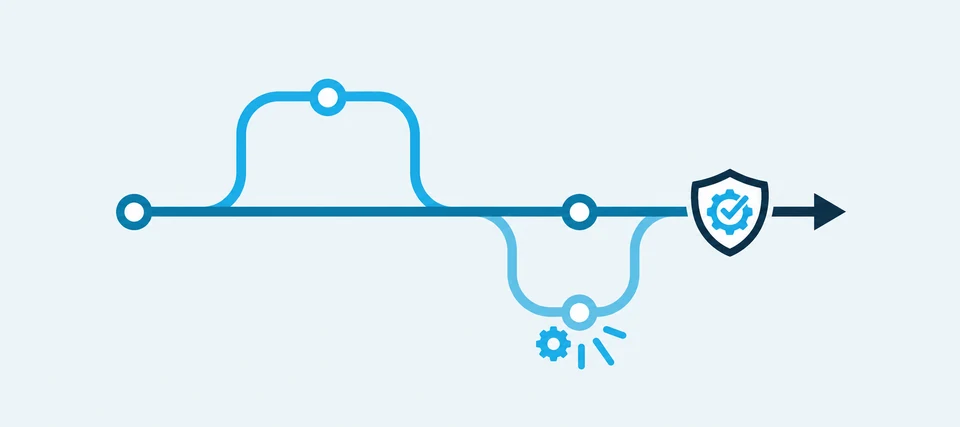 Illustration of several paths converging towards a secure solution.